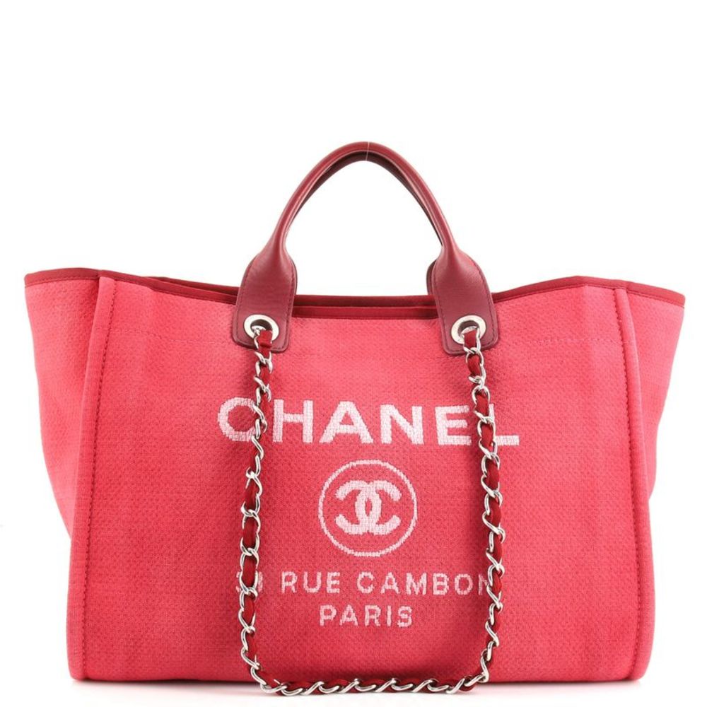 Chanel Deauville Tote Canvas Medium Pink